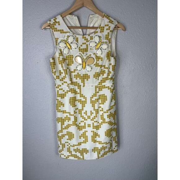 KARTA Ivory Butterfly Large Jewel Beaded Dress Top Size Medium M Geometric N69 - Picture 5 of 5